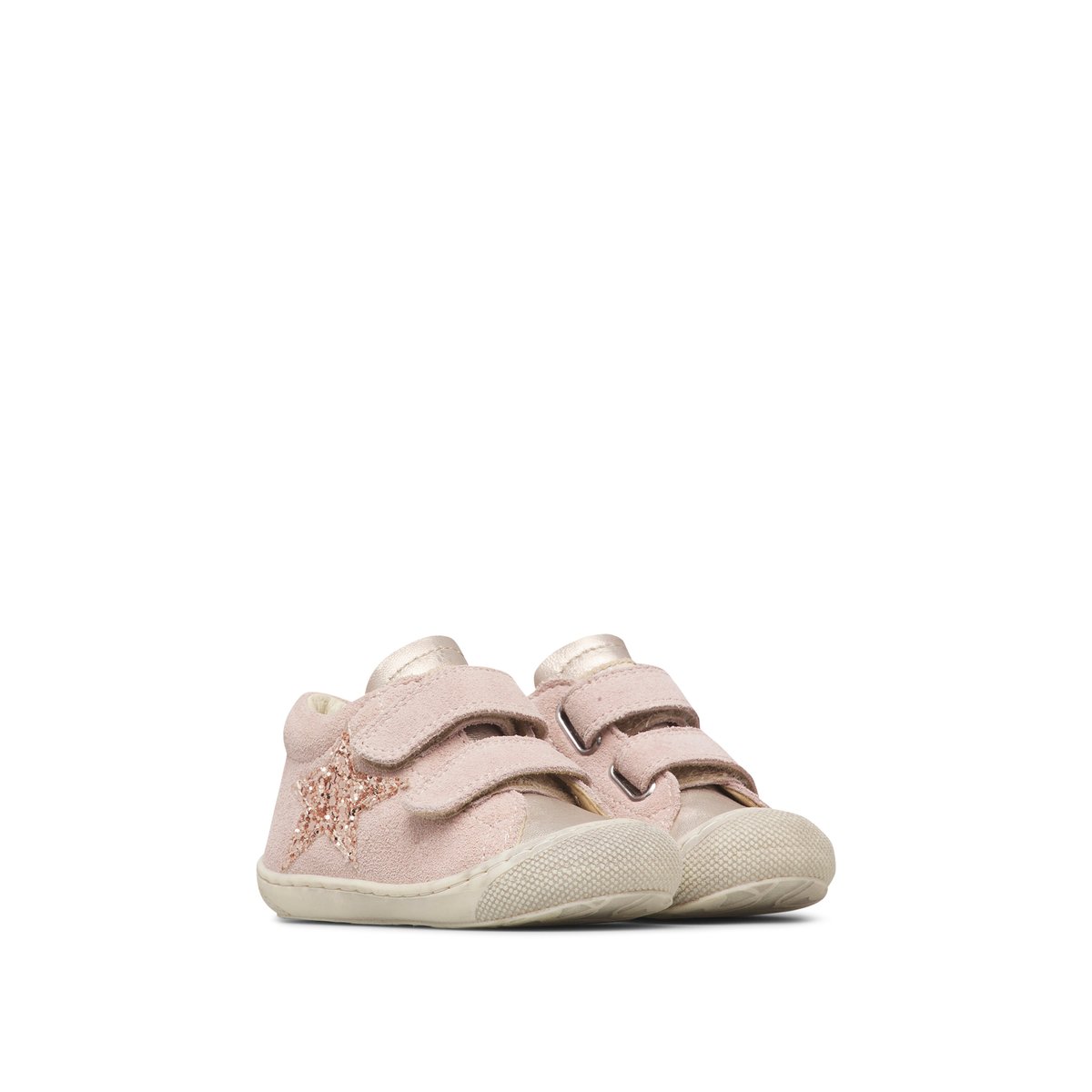 Chaussures premiers pas en cuir et suède KOLDE VL rose-blanc, NATURINO