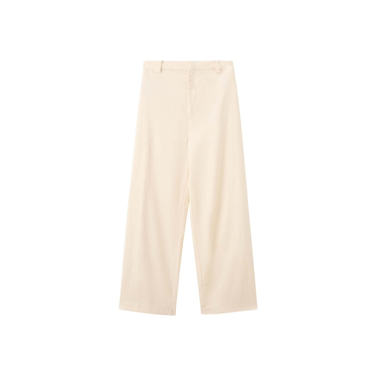 Pantalon en lin taille haute beige, MANGO