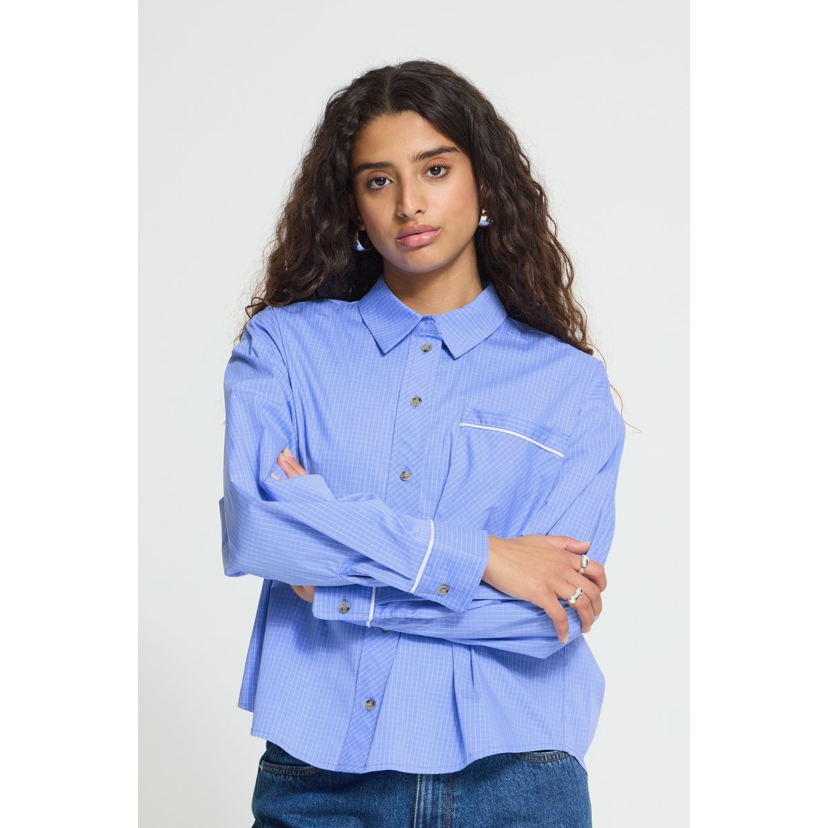 Blouse à manches longues bleu blue bonnet, ICHI