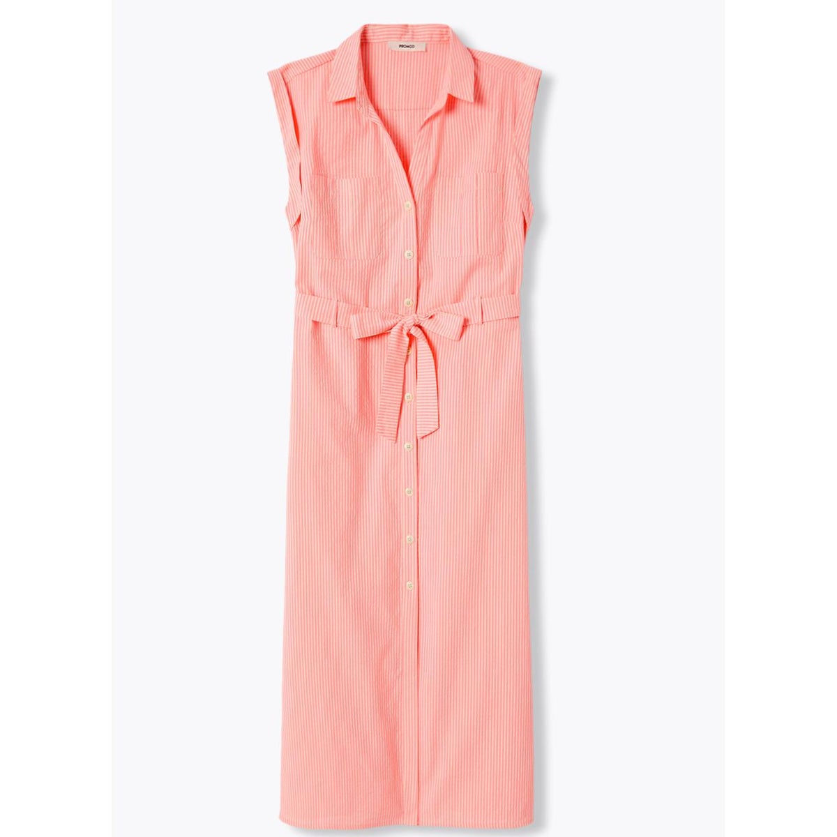 Robe mi-longue ceinturée rayé rose, PROMOD