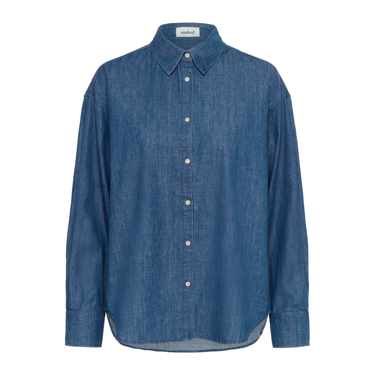 Long sleeved shirt bleu medium blue denim, SOAKED IN LUXURY