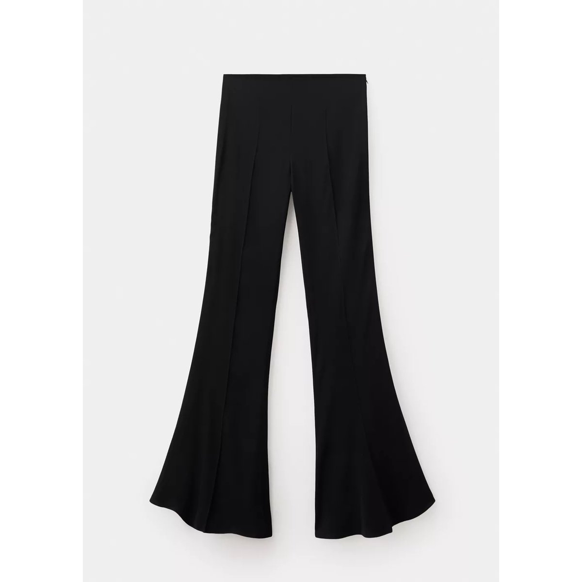 Pantalon flare taille haute noir, MANGO