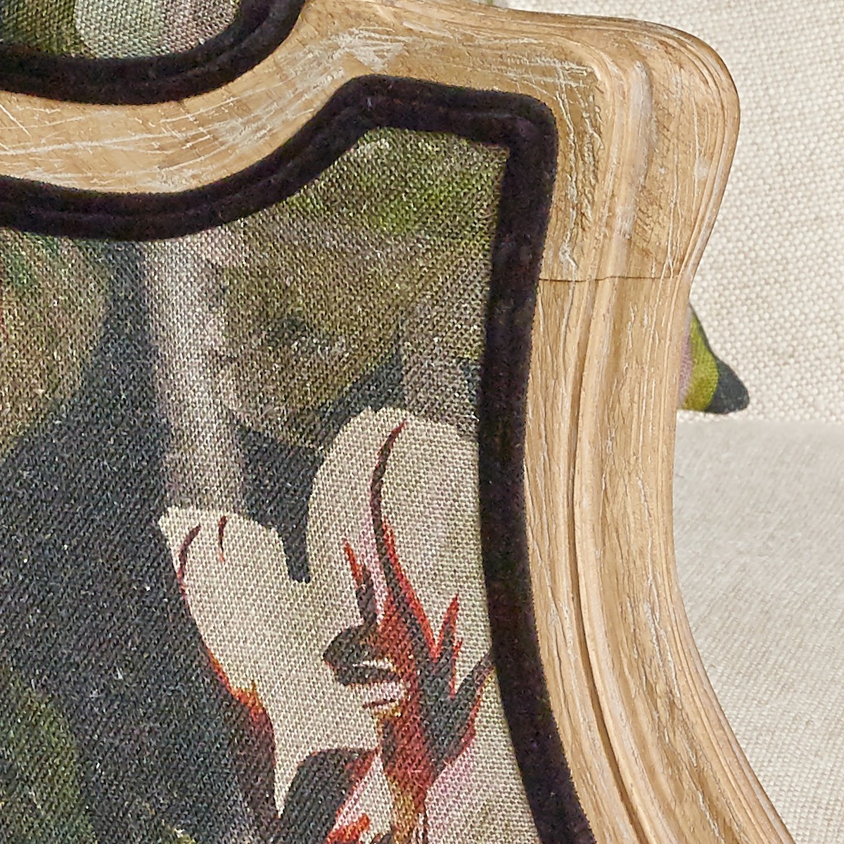 Fauteuil bergère lin et tissu imprimé VICTOR lin, ROBIN DES BOIS