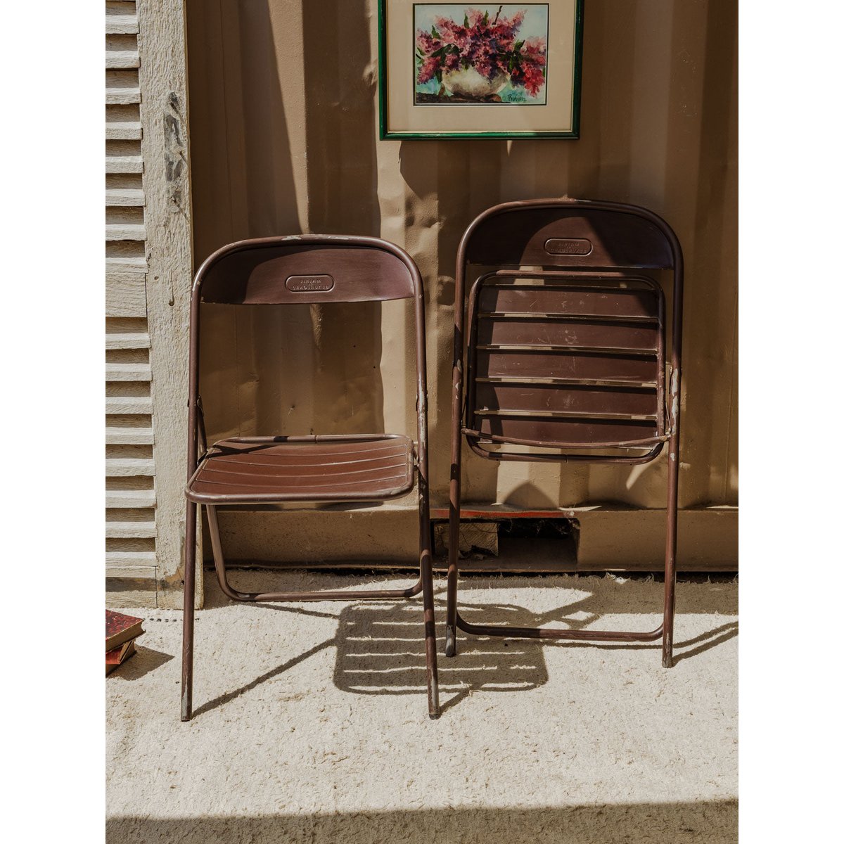 Lot de 4 chaises en métal marron Alma N°1574 - Bon état marron, DEBONGOUT