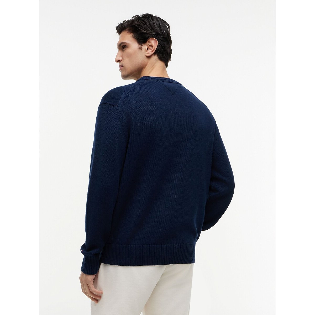 Camisola de gola redonda, em malha grossa marinho, TOMMY HILFIGER