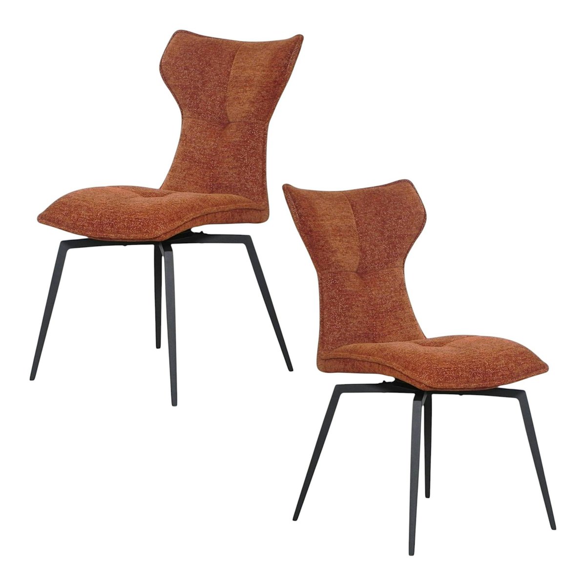 Chaise terracotta pivotante en velours avec passepoil (lot de 2) LOMBARDIE brique, PIER IMPORT