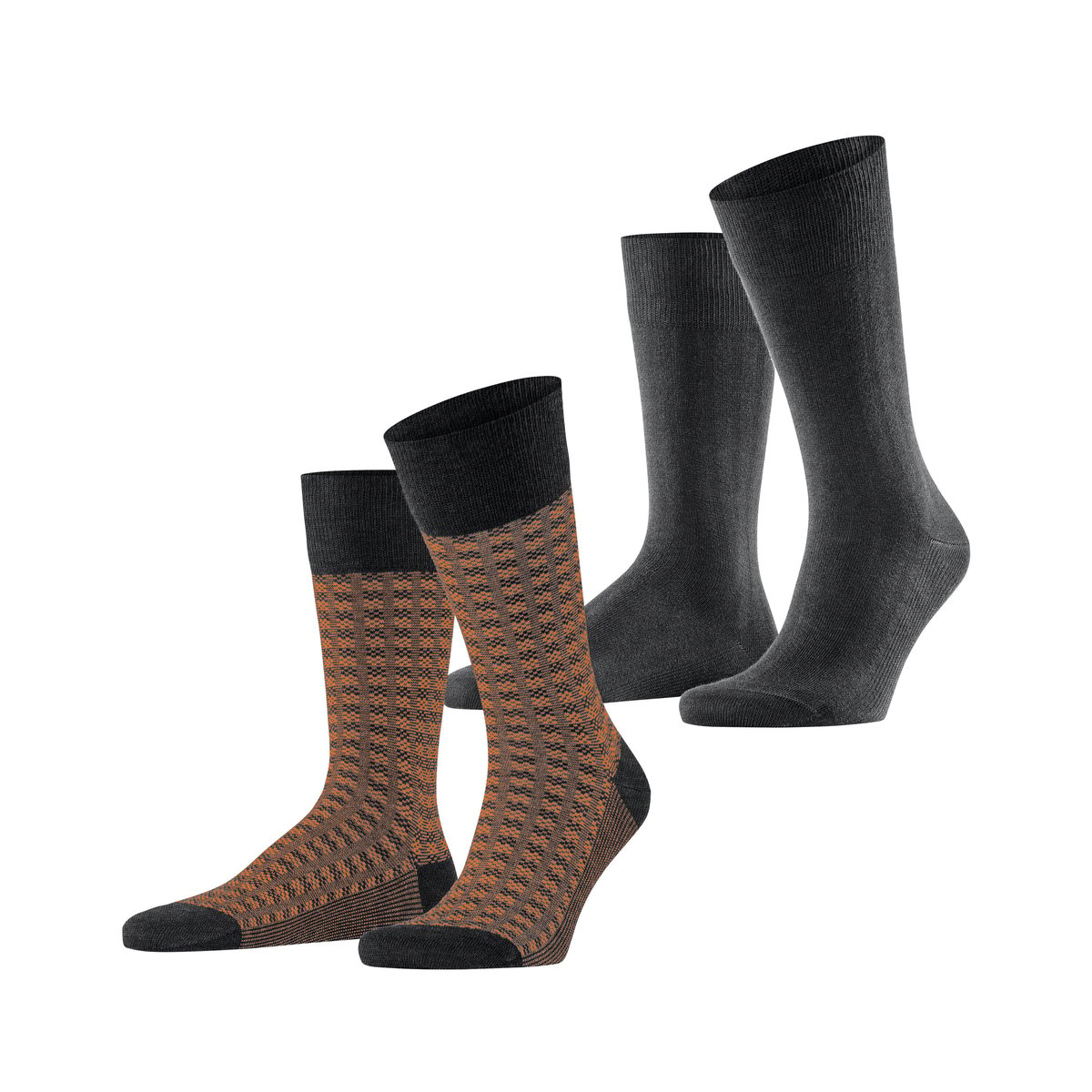 Chaussettes Houndstooth 2-Pack Opaque gris, ESPRIT