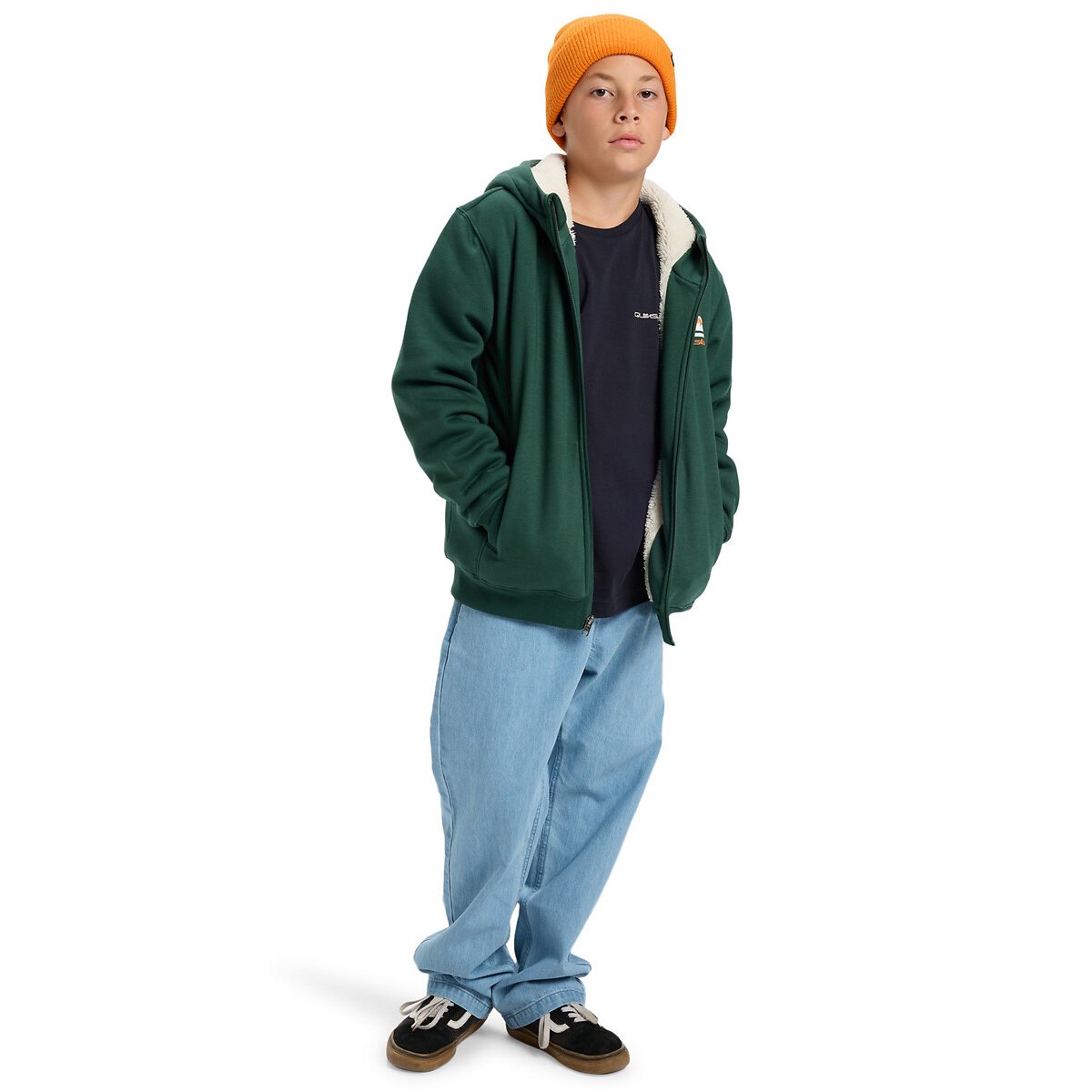 Sweat à capuche doublé sherpa vert, QUIKSILVER