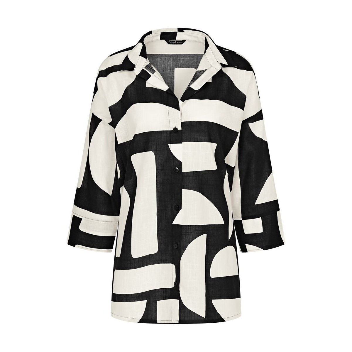 Homewear-Jacke Summer Wear Boyfriend aus Baumwolle schwarz/weiss bedruckt , TRIUMPH