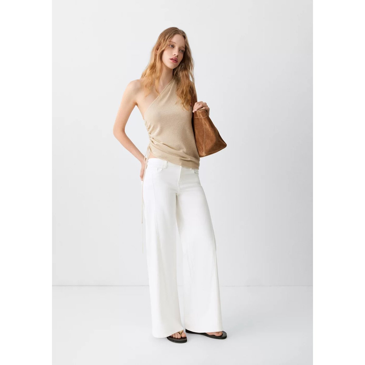 Jean low waist wide leg blanc, MANGO TEEN
