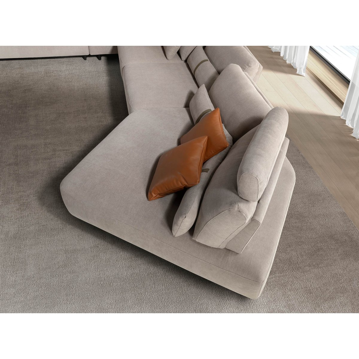 Canapé d'anglé relax modulable tissu sable | noir, ANGEL CERDA