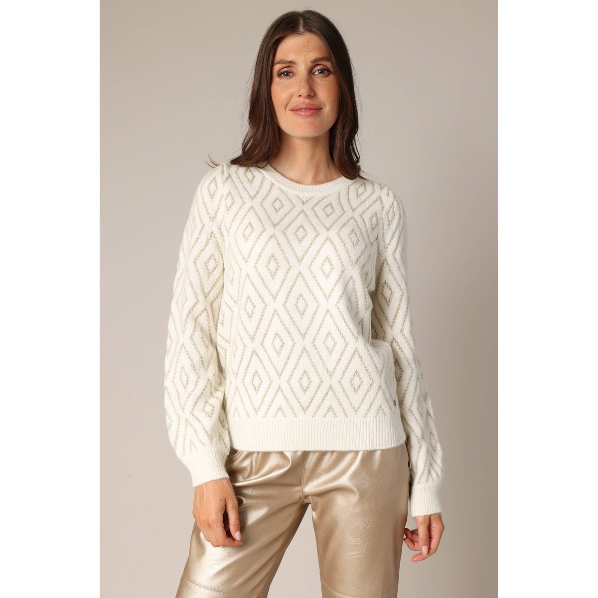 Pull à motif losange MAINA crème, DEELUXE