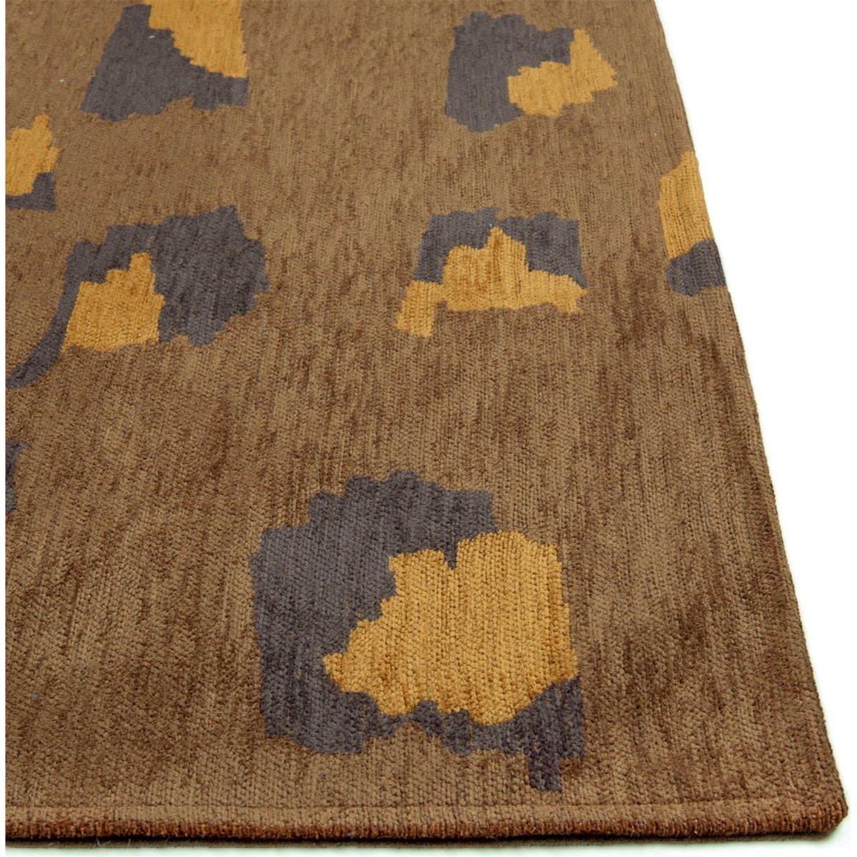 Tapis intérieur extérieur jacquard, LEO marron terreux avec touches ocre et ardoise, RECOLLECTION