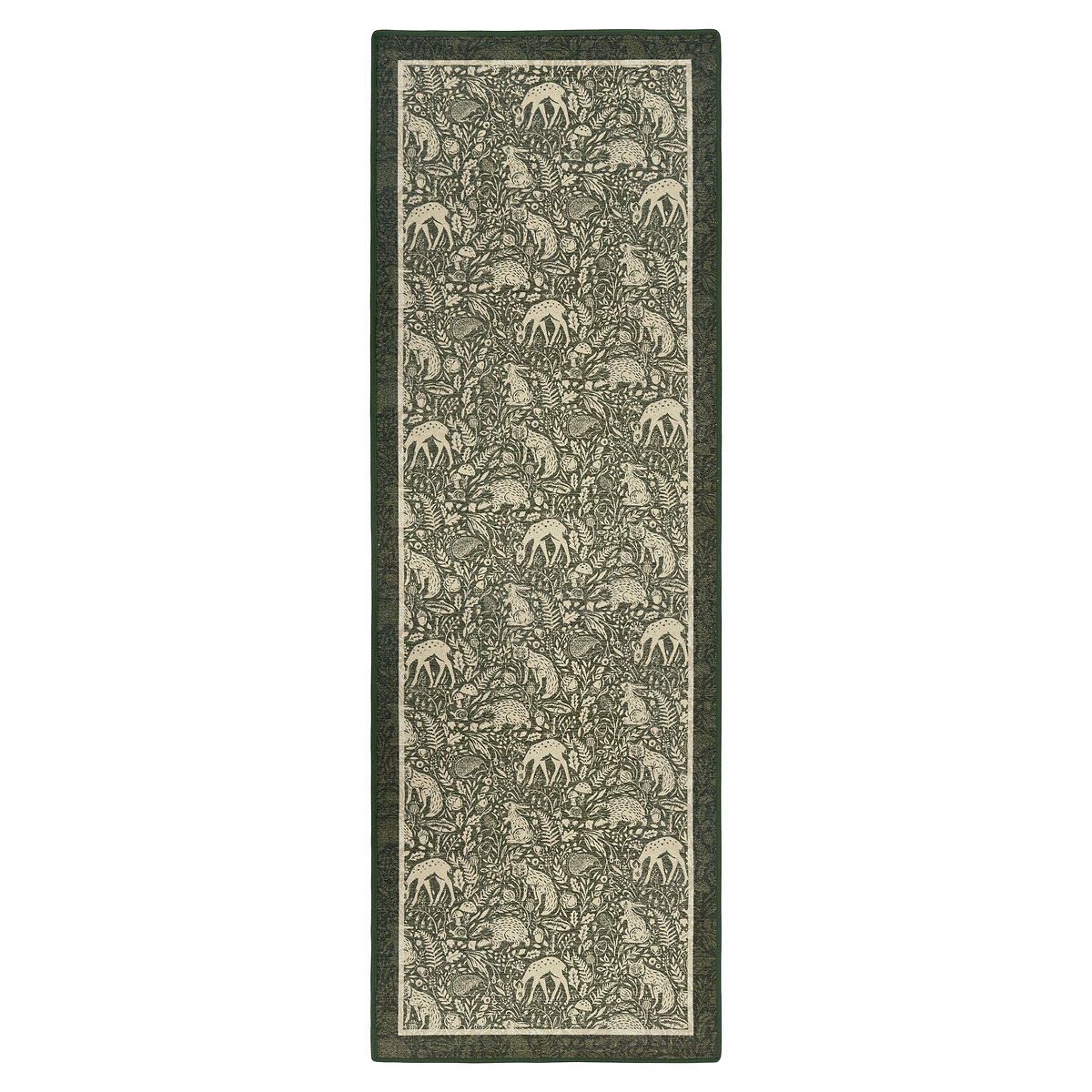 Eco-Washable Whimsical Woodland Green Runner Rug green, HUG RUG