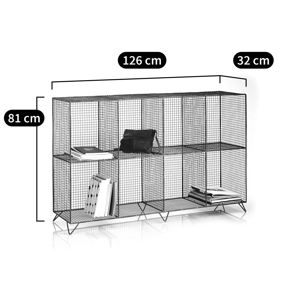 Etagère à poser en métal, 8 casiers, AREGLO gris, LA REDOUTE INTERIEURS