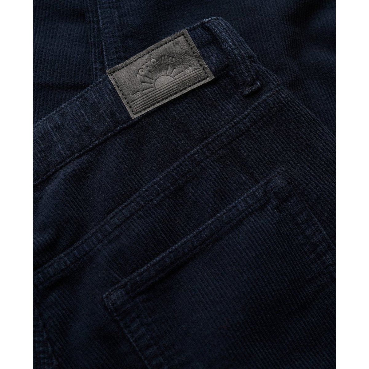Pantalon droit en velours côtelé bleu marine nu, SUPERDRY