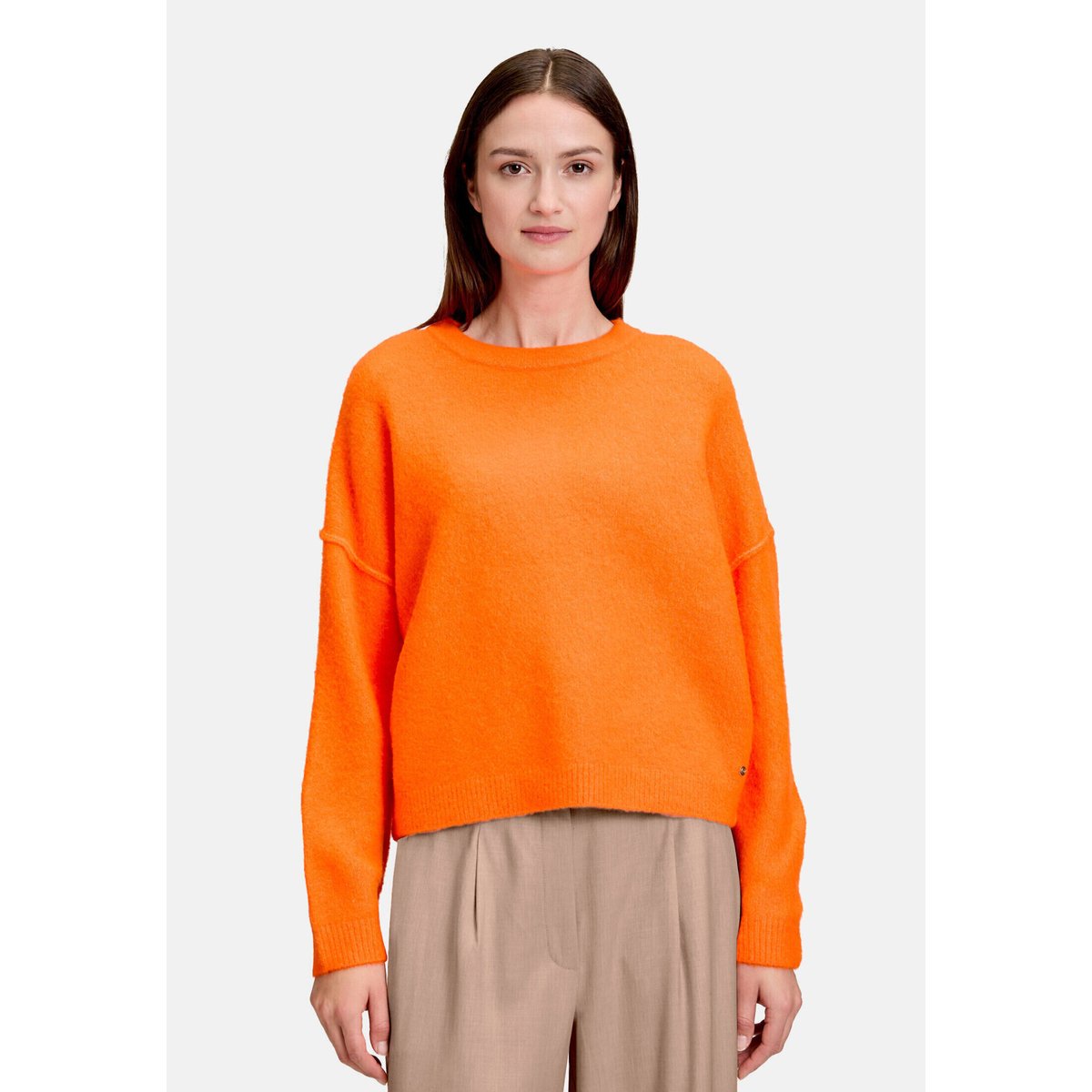 Pull-over en maille à encolure ronde neon orange, BETTY & CO