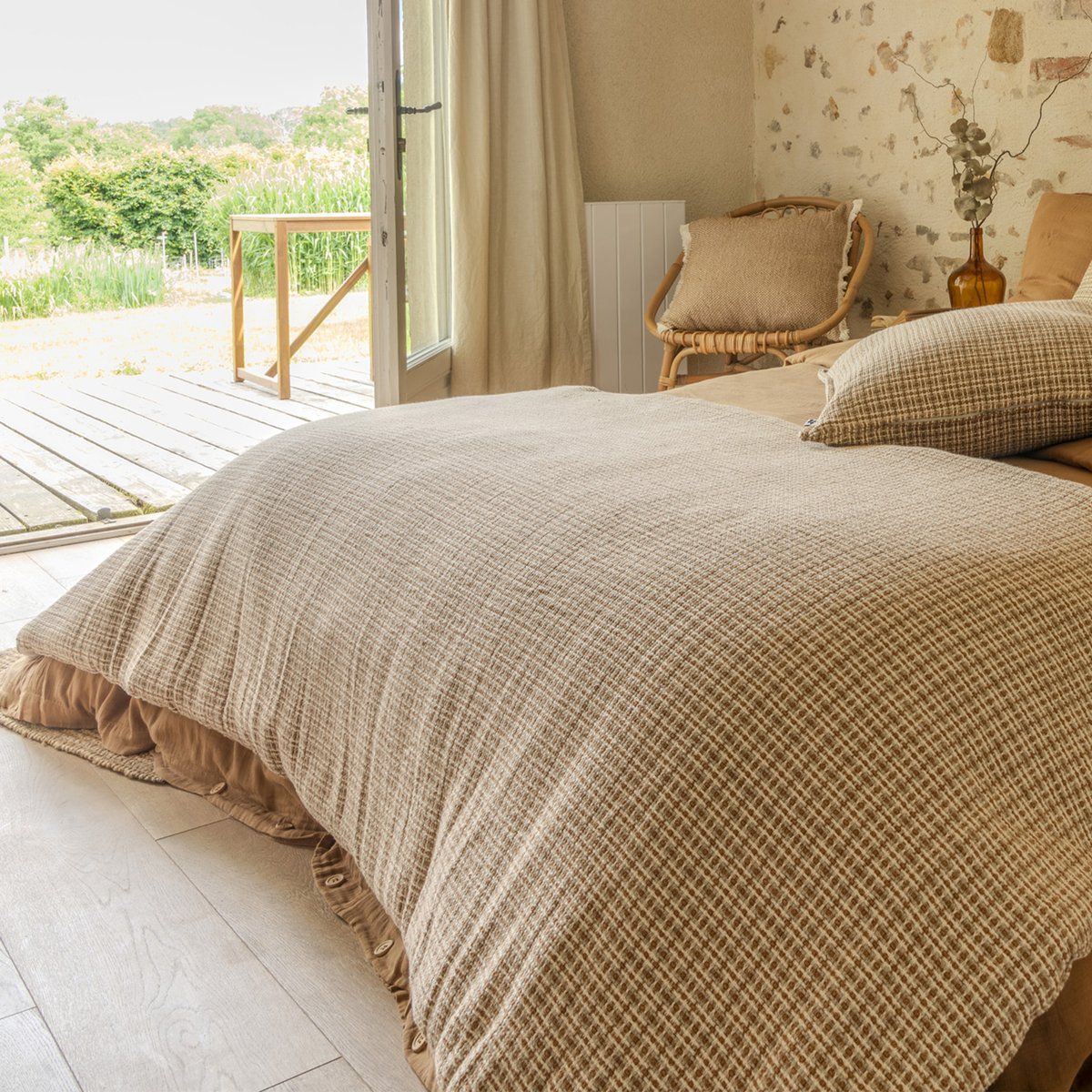 Bout de lit en 100% Percale de Coton multicolore, EDEN