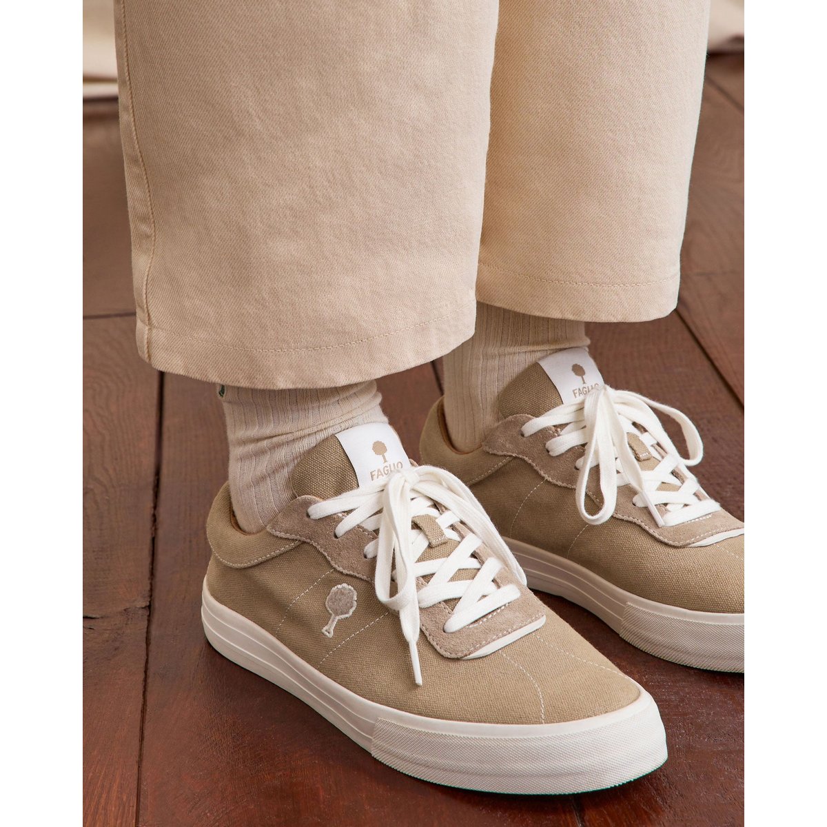 Tennis basses tissu suede NASHI beige, FAGUO