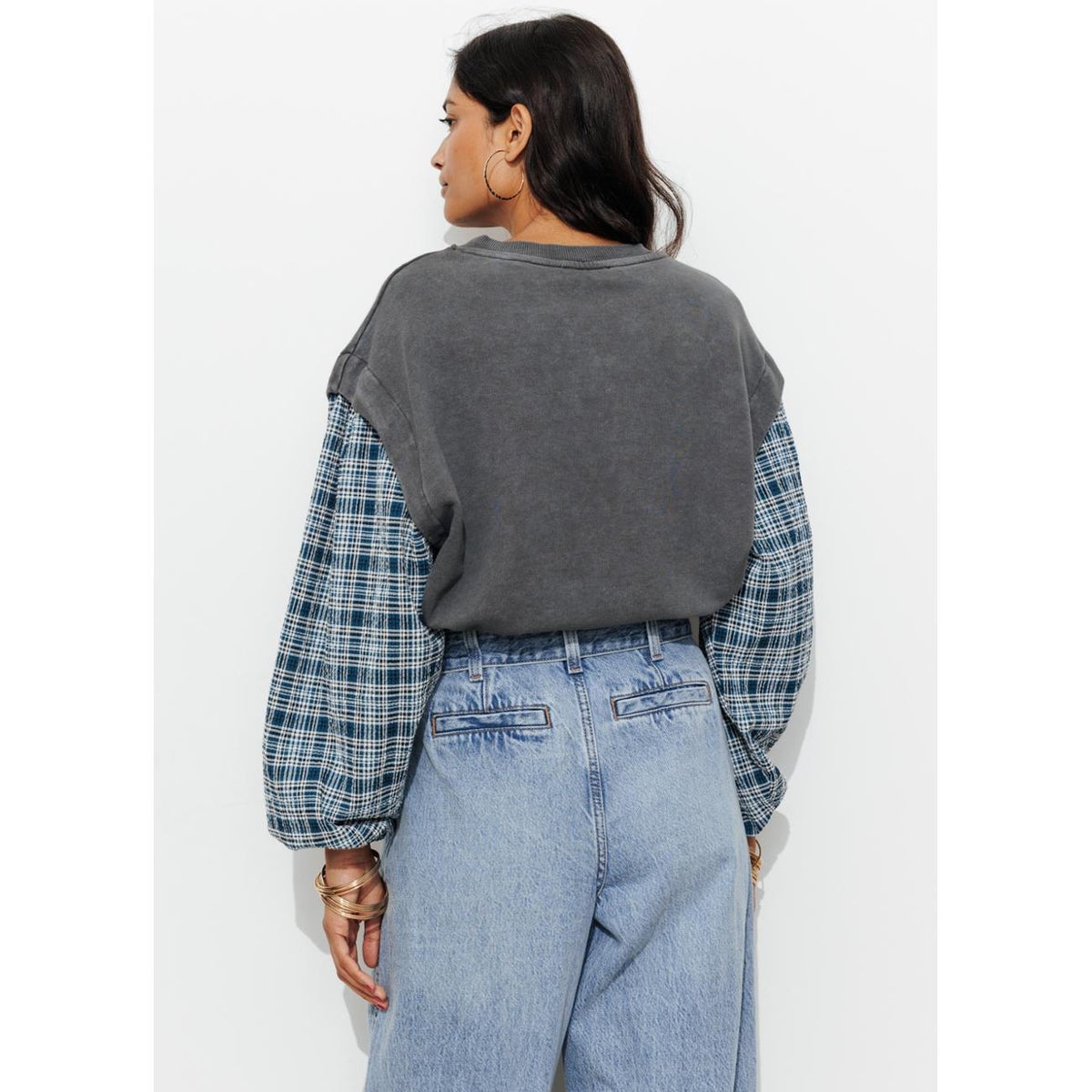 Sweat-shirt effet superposé gris, PROMOD
