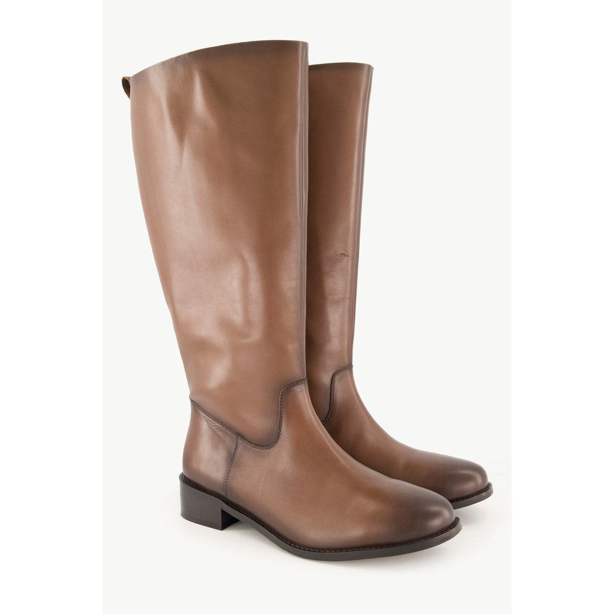 Bottes en cuir tige XL , pied large marron cognac, ULLA POPKEN