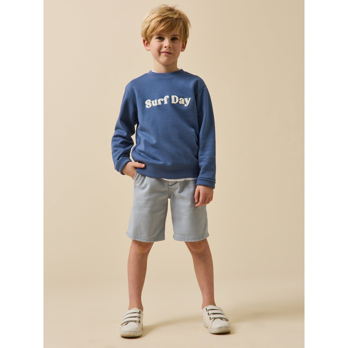 Bermuda en denim coloré orage, CYRILLUS