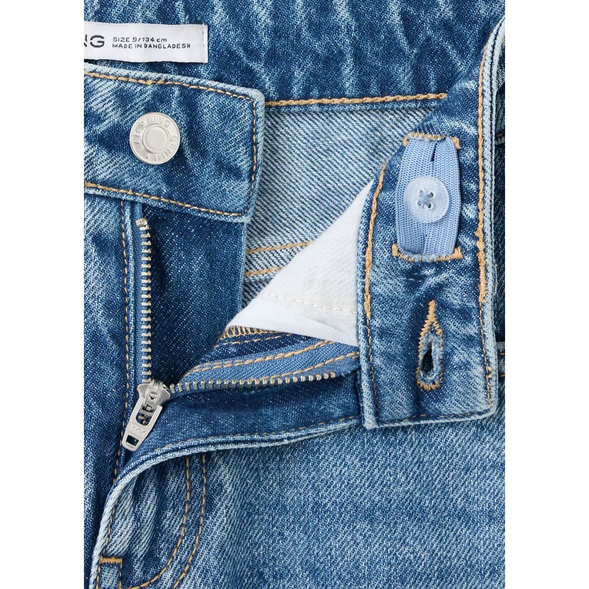 Jean wide leg coutures effilochées bleu moyen, MANGO KIDS