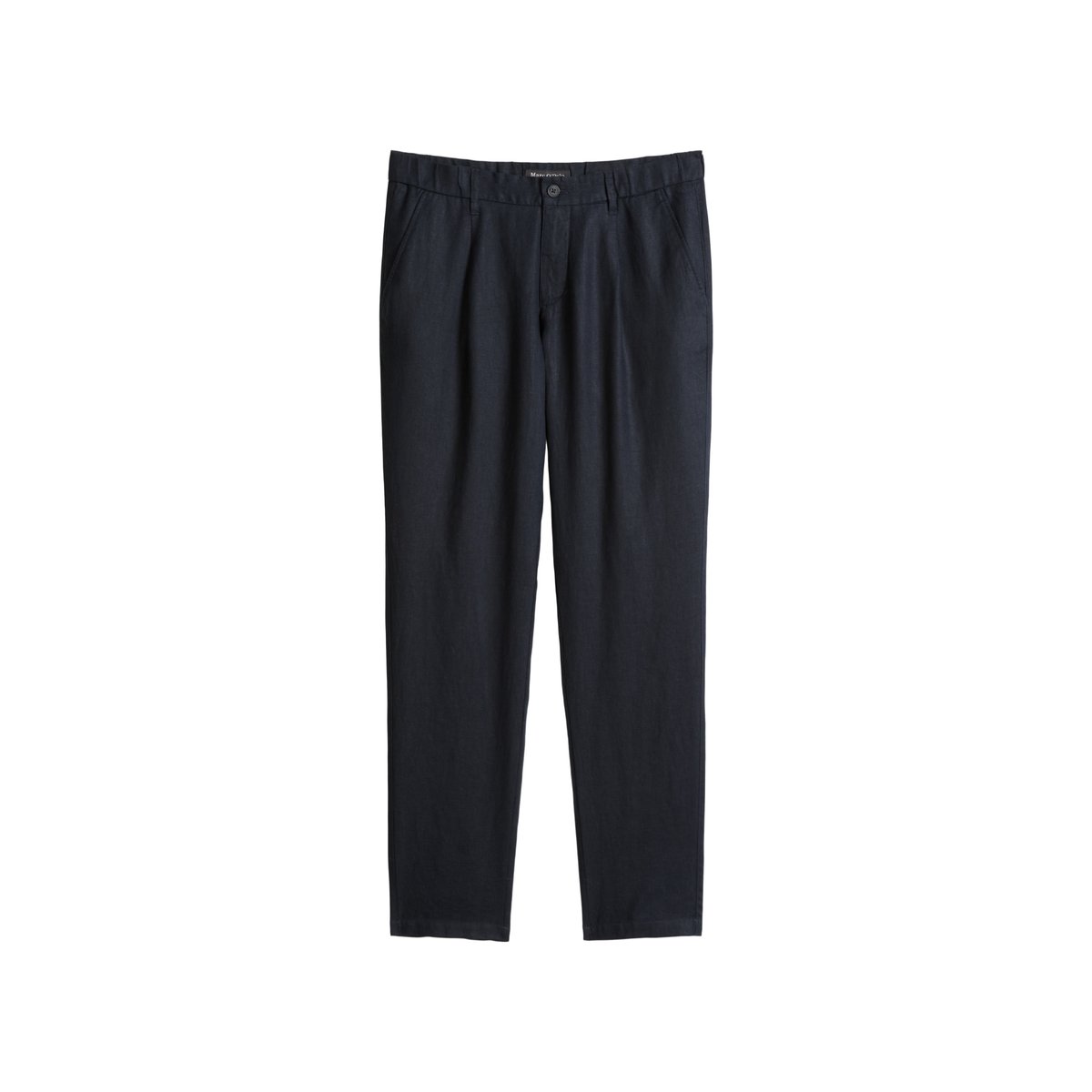 Pantalon en lin modèle Osby Jogger pleats avec ceinture élastique bleu foncé, MARC O'POLO