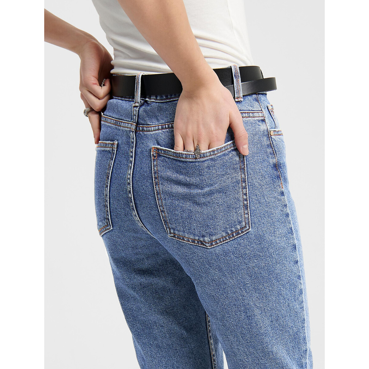 Jean droit, taille haute dark blue, ONLY