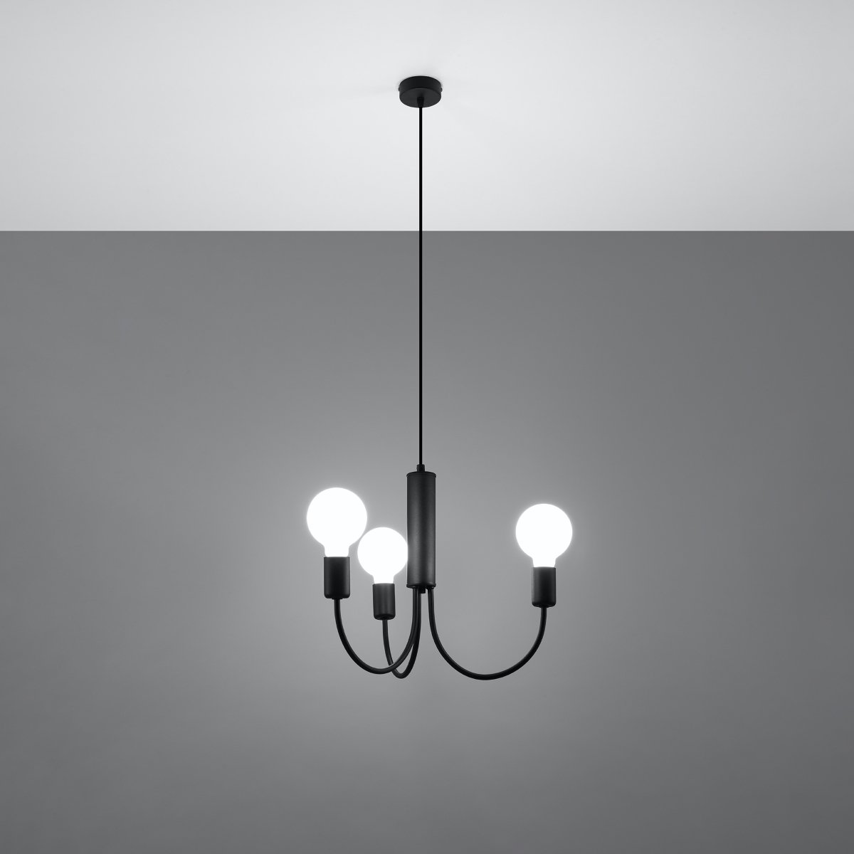 Suspension Acier Noir E27 3 Piccolo noir, EDEN