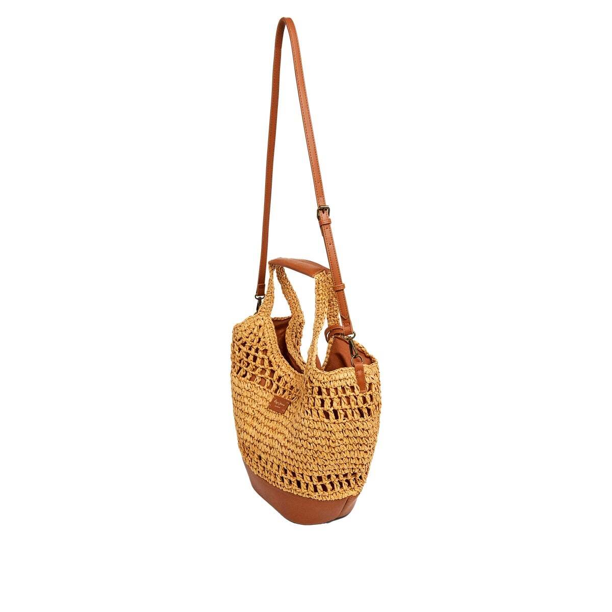 Sac Cabas En Raphia jaune fonte, PEPE JEANS