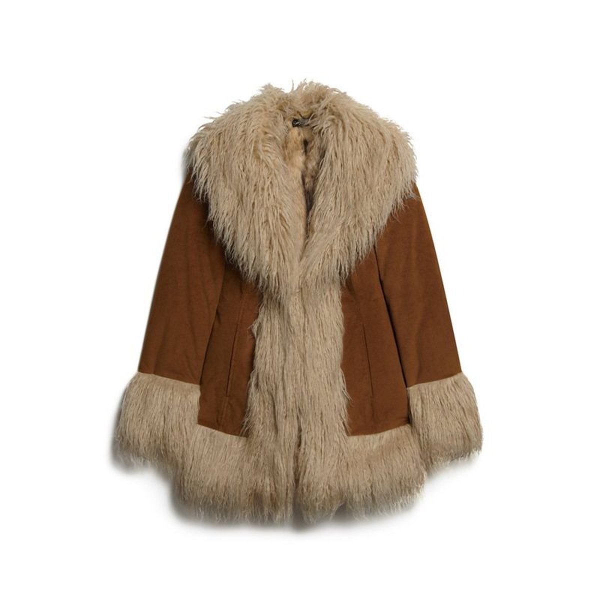 Manteau afghan avec doublure en imitation fourrure marron denim co tobacco, SUPERDRY
