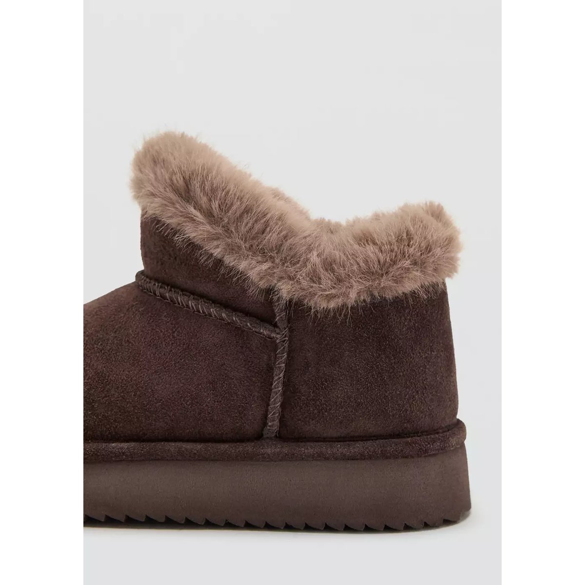 Bottines cuir imitation mouton chocolat, MANGO KIDS