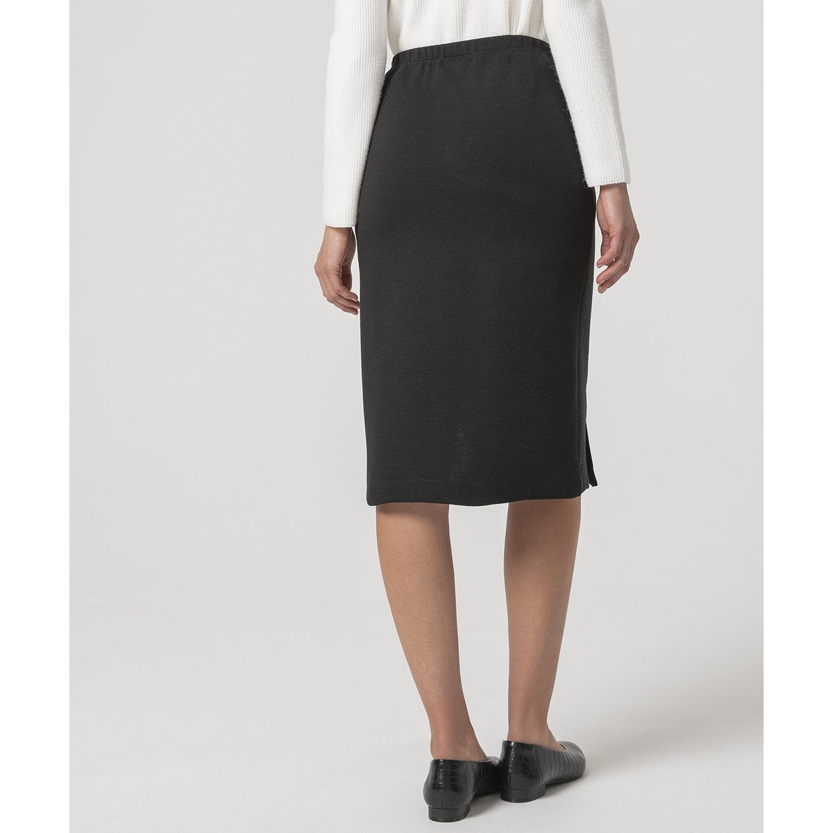 Jupe droite en maille milano Thermolactyl noir, DAMART