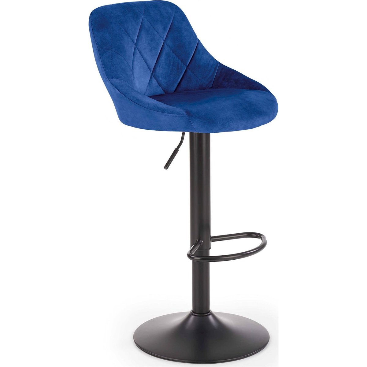 Tabouret de bar réglable en velours matelassé gris cendré velours, RECOLLECTION