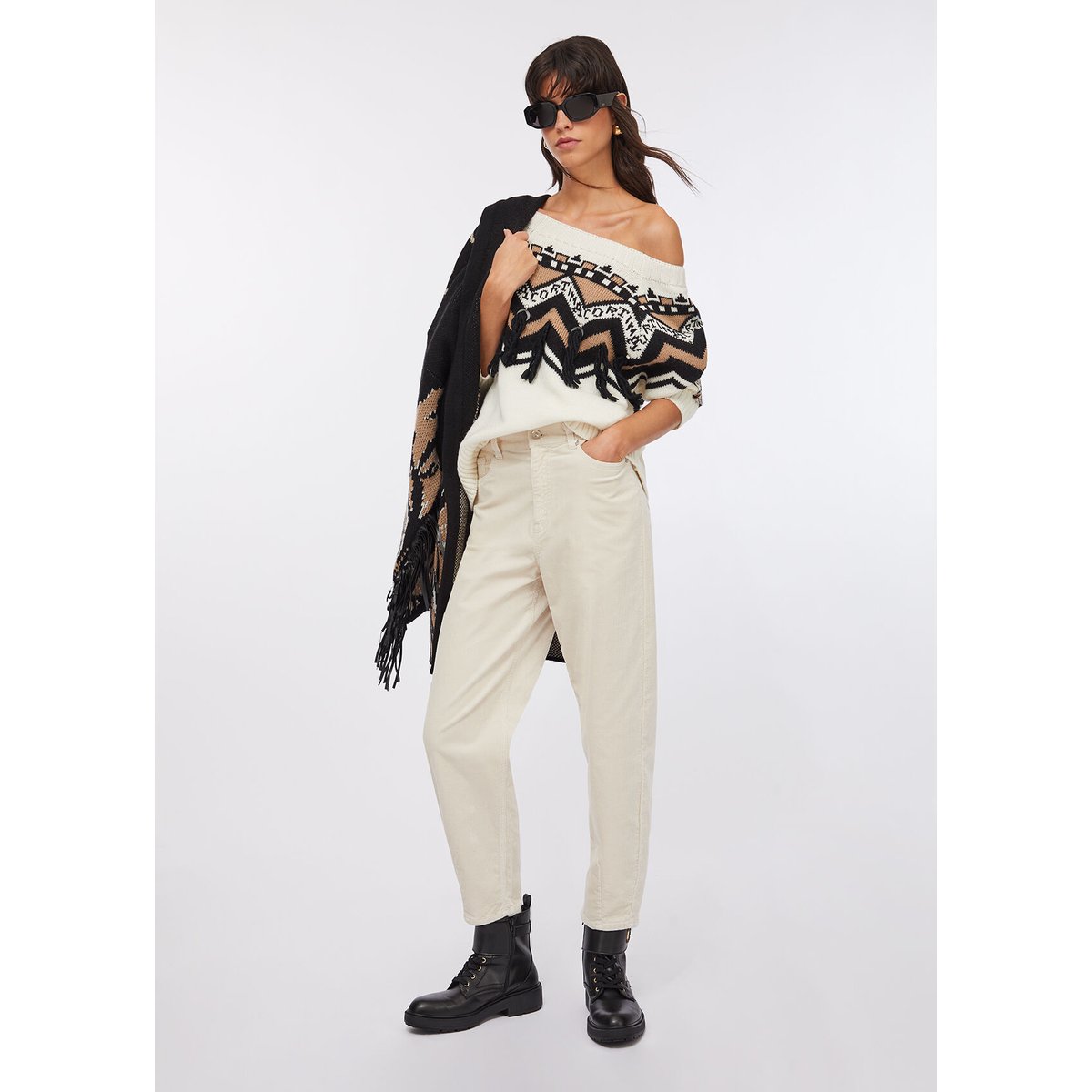 Pull jacquard avec applications blanc, LIU JO