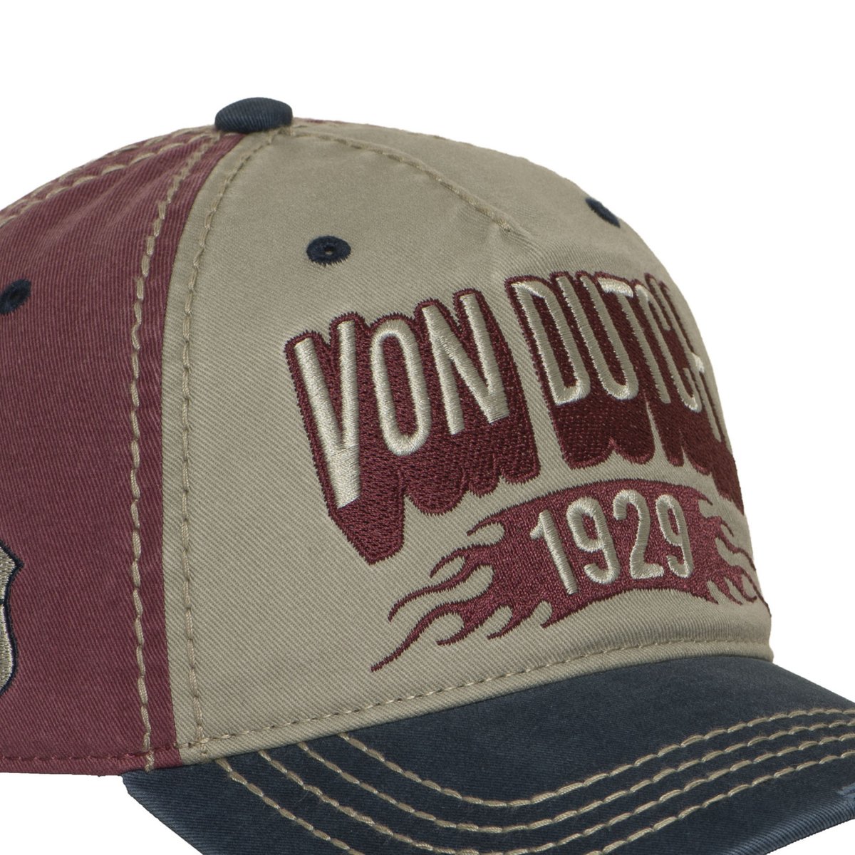 Casquette baseball RETRO beige/rouge/bleu foncé, VON DUTCH