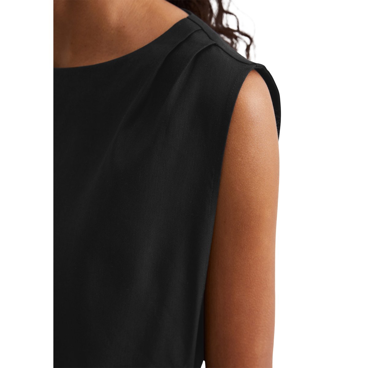 Robe shaped en mélange viscose-lin élastique noir, MARC O'POLO