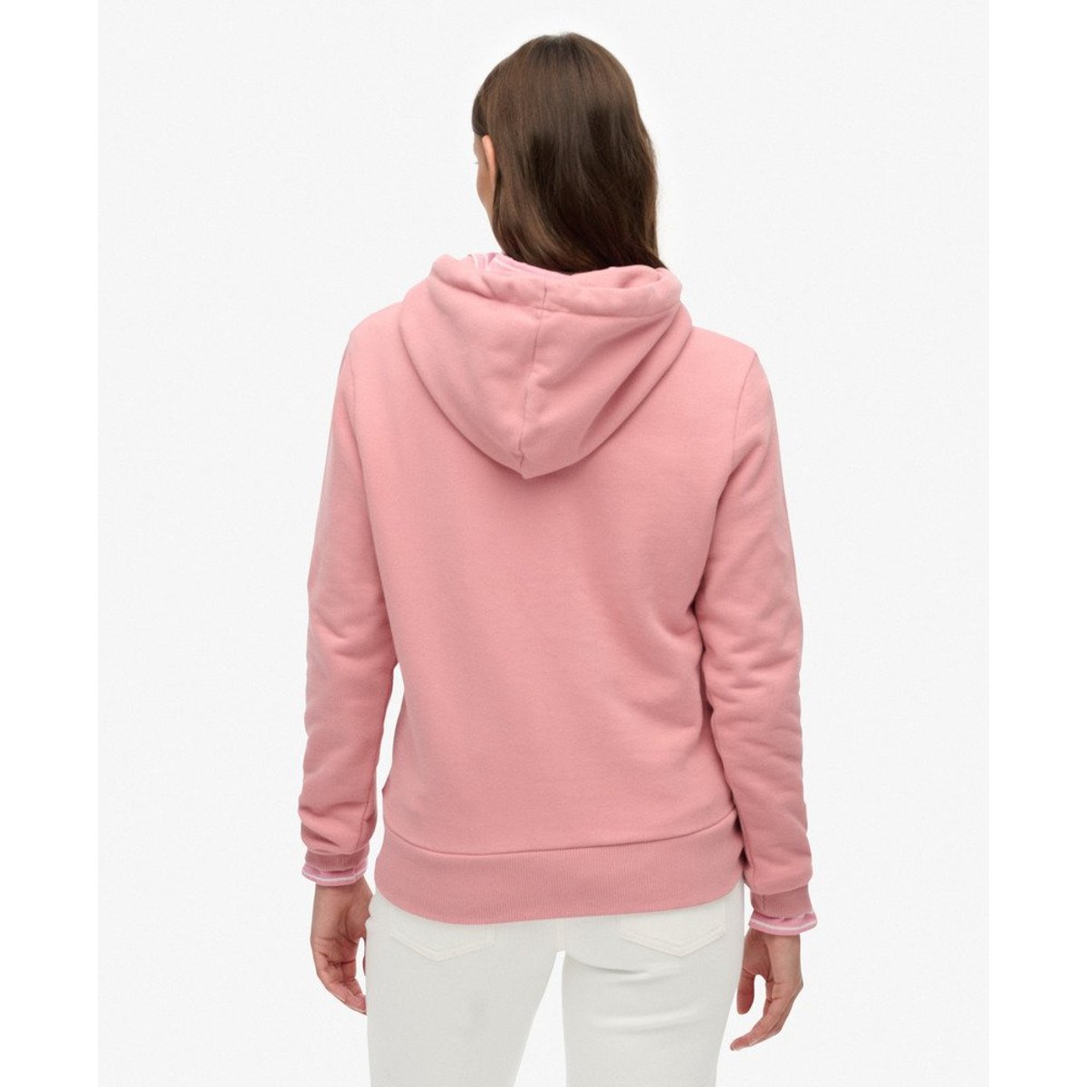 Sweat à capuche décontracté avec logo fantaisie Vintage rose fumé, SUPERDRY