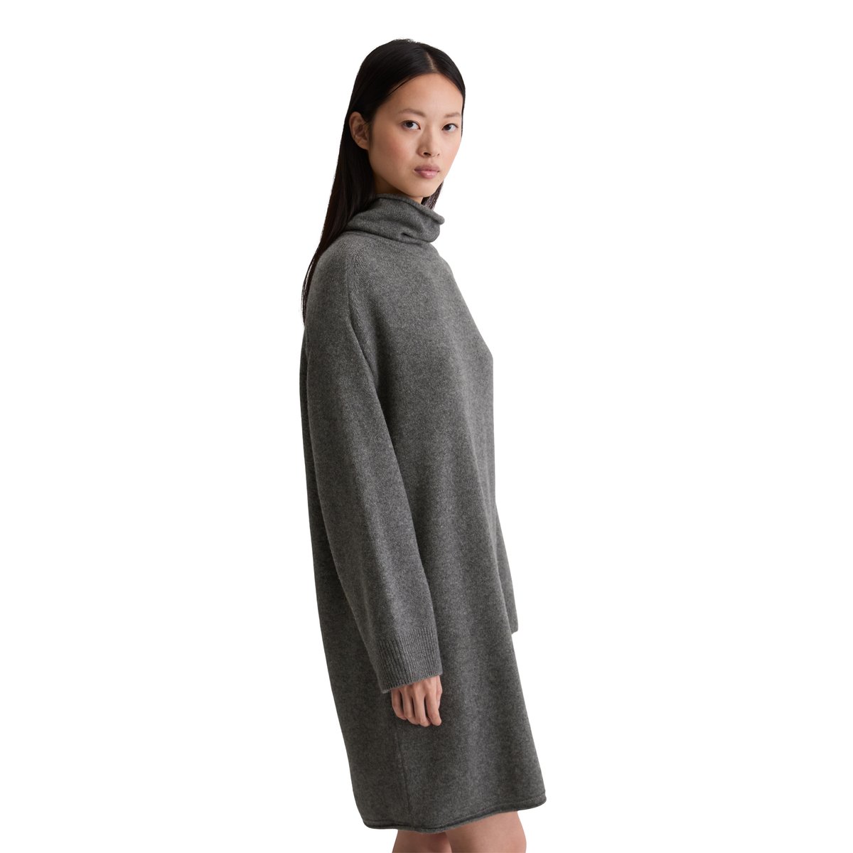 Robe en tricot relaxed en doux mélange de laine mérinos gris foncé, MARC O'POLO