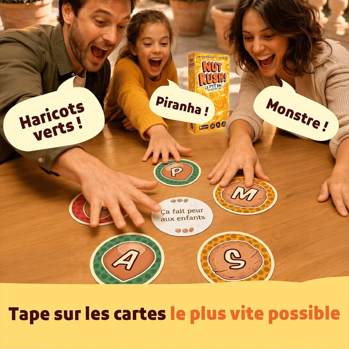 NUT RUSH ! jeu d'ambiance jaune doré, GIGAMIC
