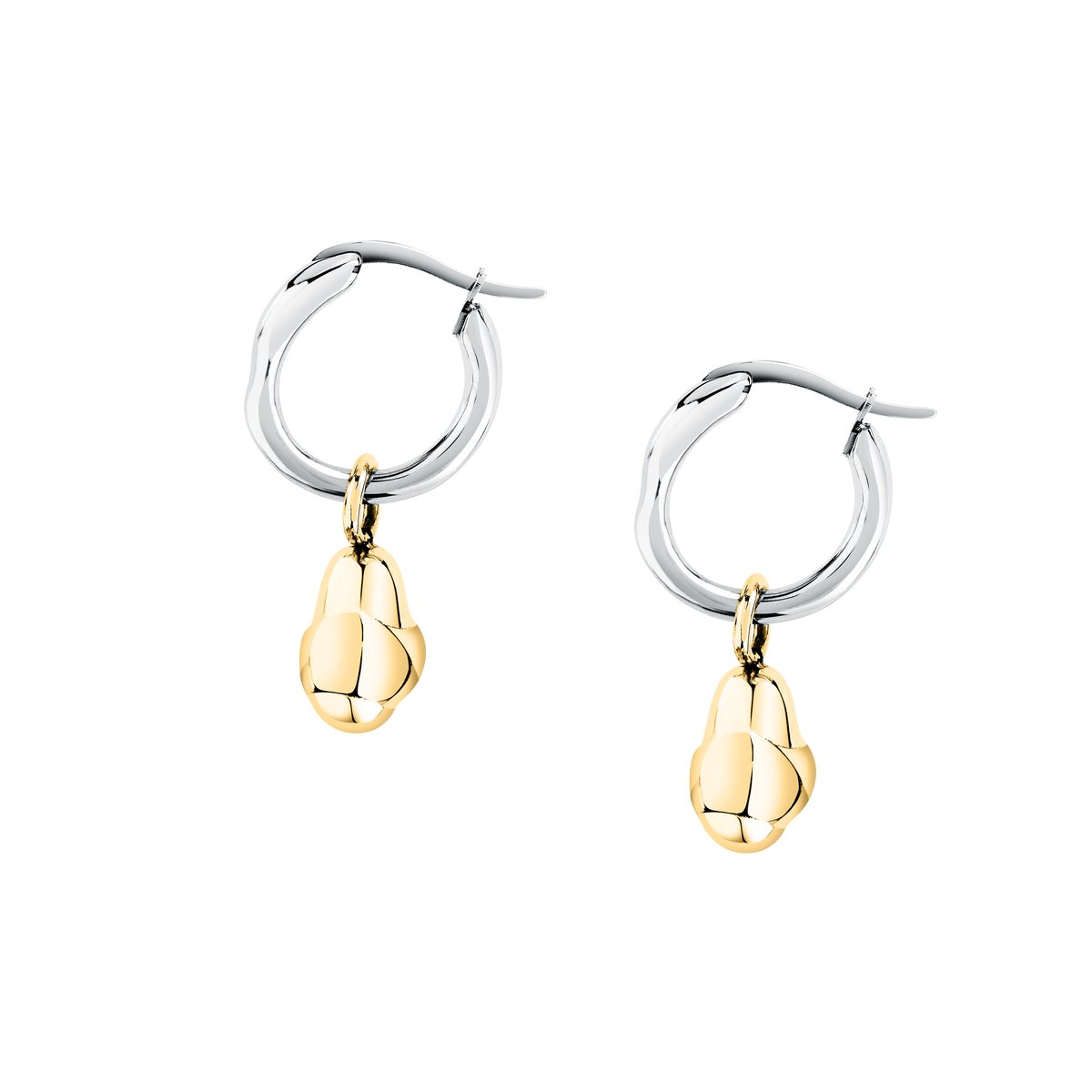 Boucles D'Oreilles en acier, cristaux, T-DESIGN argent, or jaune, TRUSSARDI