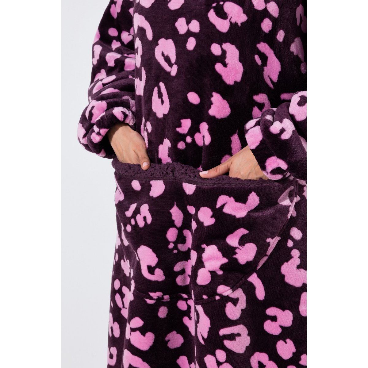 Poncho d'intérieur en tissu peluche prune foncé, ULLA POPKEN