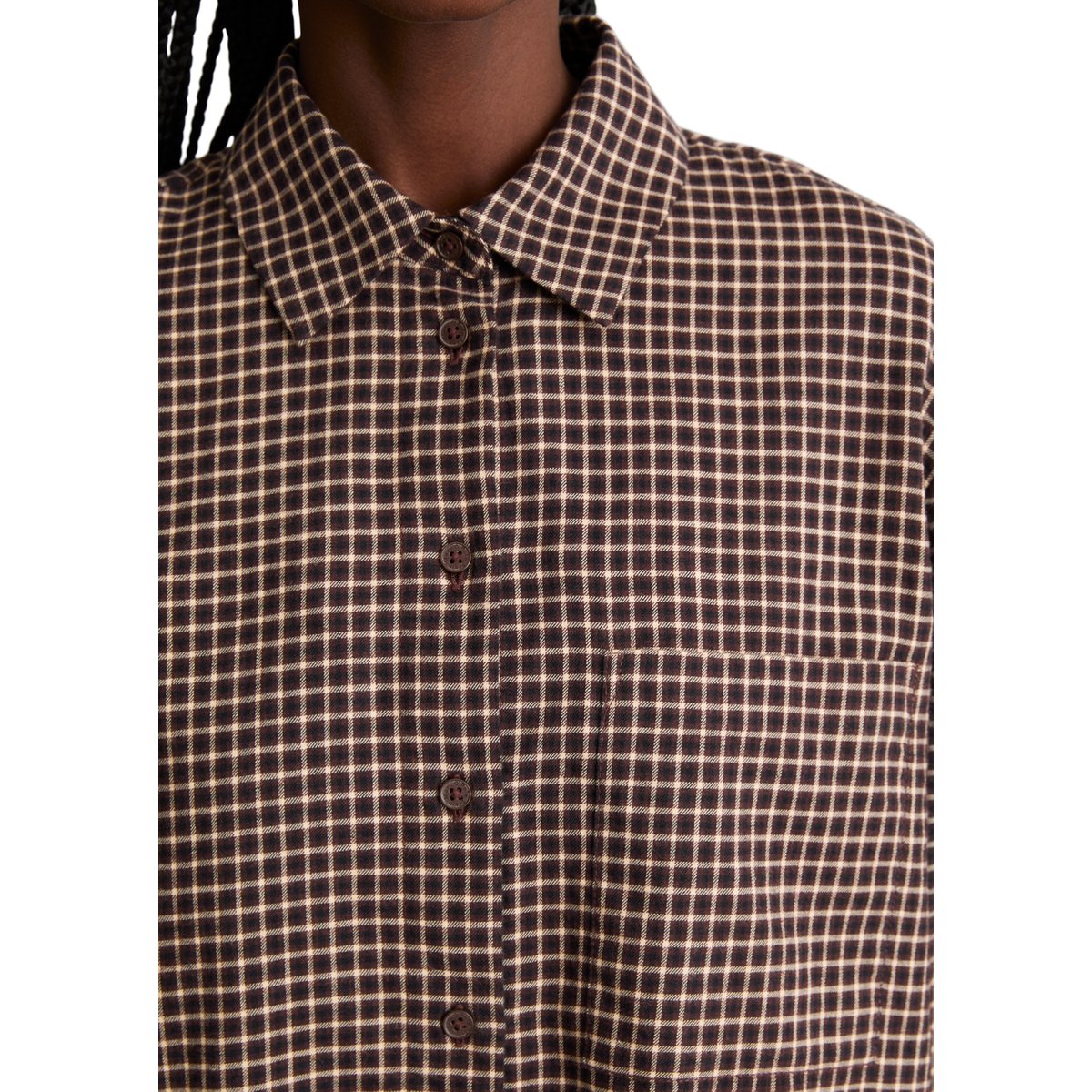 Chemisier à carreaux, coupe décontractée en flanelle de coton bio toute douce noir, MARC O’POLO DENIM