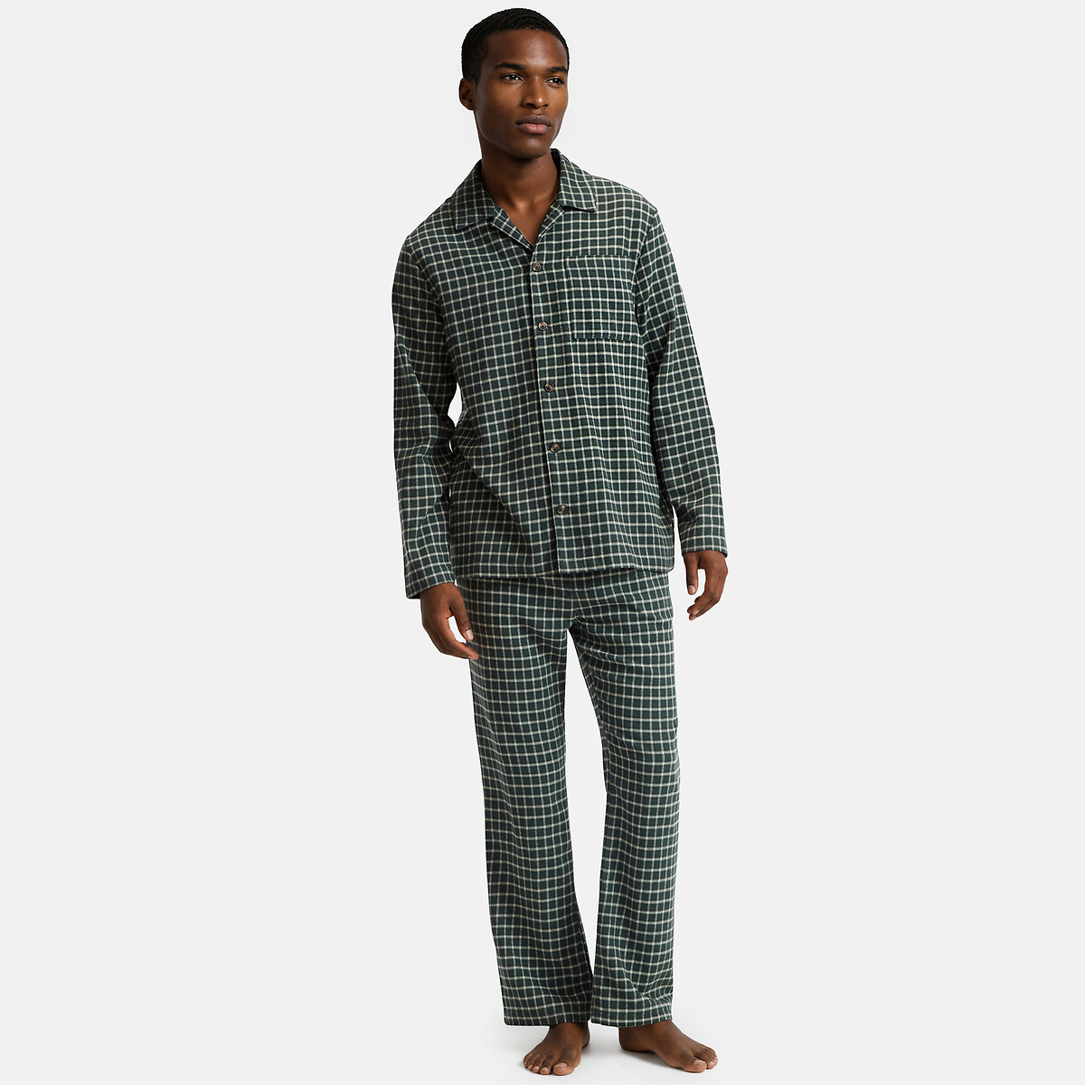 Pyjama flanelle pur coton carreaux vert, LA REDOUTE COLLECTIONS