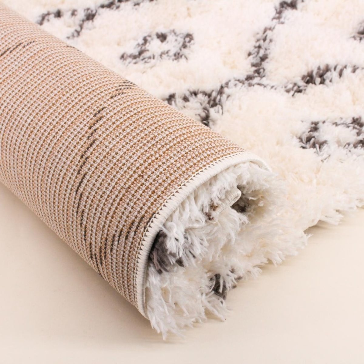 Tapis descente de lit poils longs 60x110cm blanc, ORNAMI