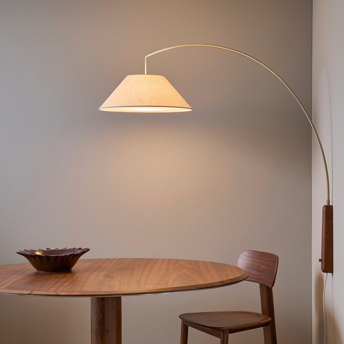 Nestwood Articulated Wall Light in Stained Oak and Linen walnut, AM.PM