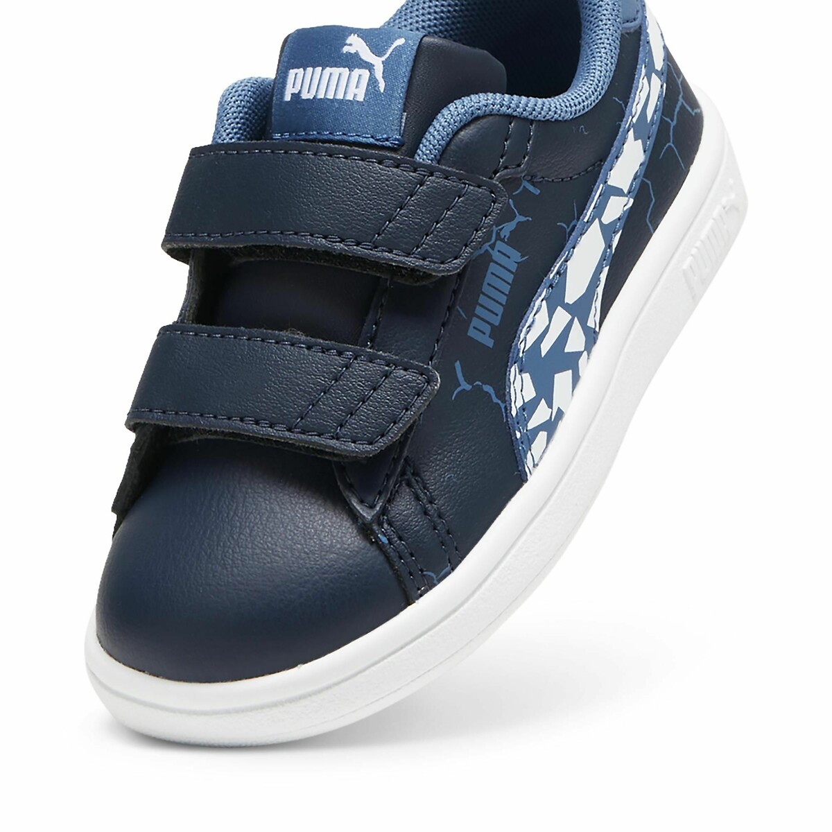 Kids' Smash 3.0 Icy Monster Trainers in Leather navy blue/white, PUMA