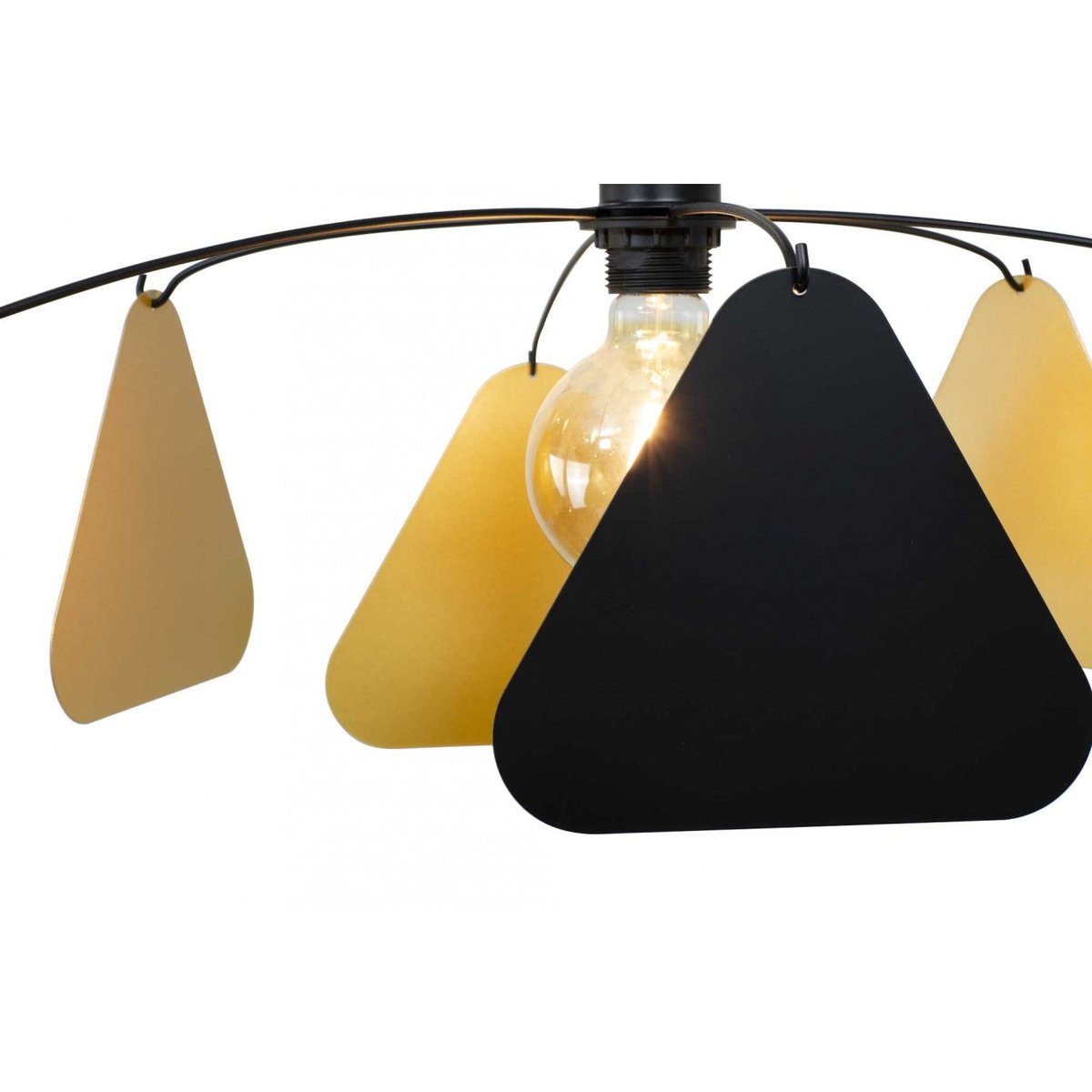 Suspension métal, Ø 70 cm, Attom noir et doré, C-CREATION