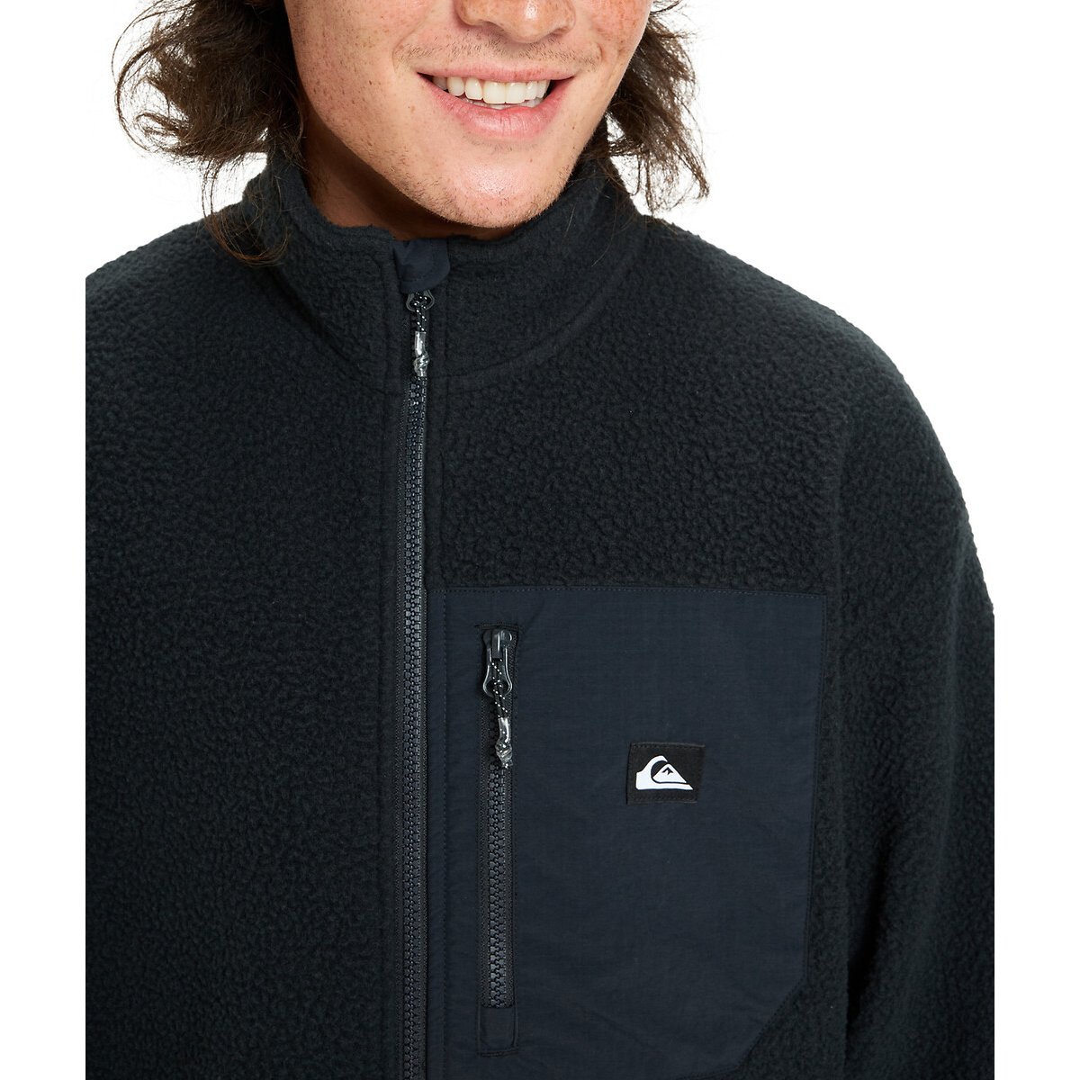 Clean Coast Zip-Up Jumper with High Neck black, QUIKSILVER